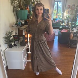 Vintage safari explorer tan dress with pockets